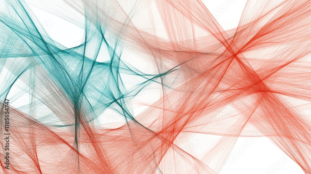 Poster a graphic representation of intersecting lines forming a complex web pattern, rendered in soft paste