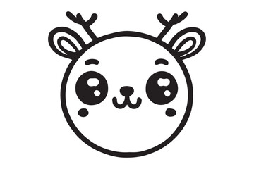 Cute cartoon reindeer face line art