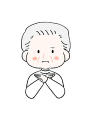 大きくバツを作るかわいいおじいちゃん