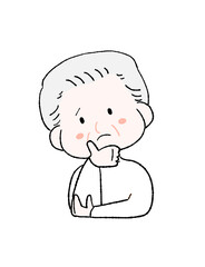 悩むかわいいおじいちゃん