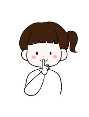 秘密だよのポーズをする女の子のイラスト