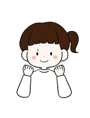 ガッツポーズをする女の子のイラスト