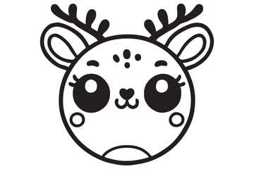 Obraz premium Cute cartoon reindeer face line art