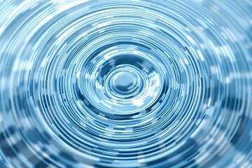 Circular blue light patterns forming concentric ripples, abstract digital art style, shown on a bright background. Concept of technology and energy. Ai generative