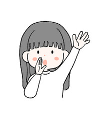 おーいと呼びかける女性のイラスト