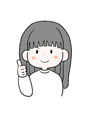 グッドサインをする女性のイラスト