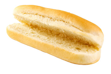 Empty or open hot dog bun  isolated white background, transparent background, png file