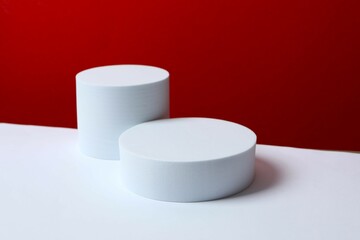 Varoius podiums on color background 