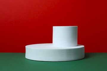 Varoius podiums on color background 