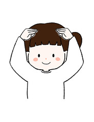 大きく丸のポーズをする女の子のイラスト