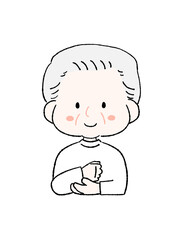 納得するかわいいおじいちゃん