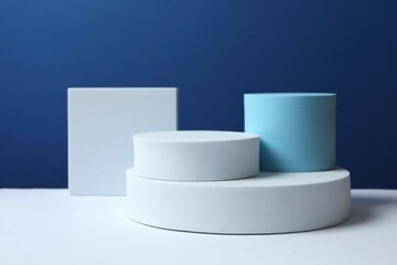 Varoius podiums on color background 