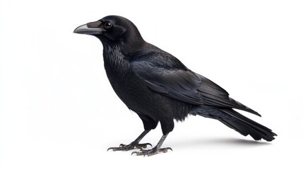 Fototapeta premium Crows in Different Poses Isolated on White Background Representation of Climate Awareness and Ecological Concerns