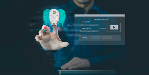 Generative Physical AI concept. image and text-to-video tool an Artificial Intelligence technology...