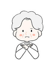 大きくバツを作るかわいいおばあちゃん