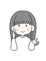 言い訳をする女性のイラスト
