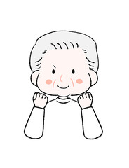 ガッツポーズをするかわいいおじいちゃん