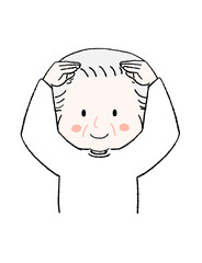 大きく丸を作るかわいいおじいちゃん