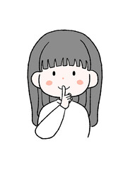 秘密ポーズをする女性のイラスト