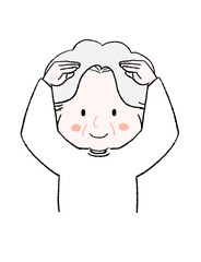 大きく丸を作るかわいいおばあちゃん