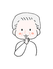 秘密のポーズをするかわいいおじいちゃん