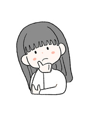 疑問に思う女性のイラスト