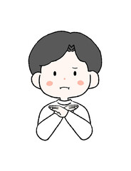 大きくバツのポーズをする男性のイラスト