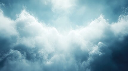 Obraz premium Cloudy Sky Concept for Business Success Launch with Soft Light and Expansive Copyspace for Text, Serene Blue Tones, Aerial Perspective