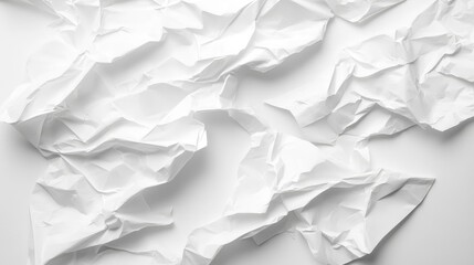 Crumpled white paper texture background with subtle wrinkles for creative design and abstract compositions