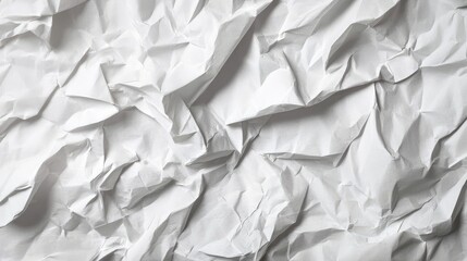 Obraz premium Crumpled white textured paper background for design and artistic projects with a focus on depth and visual interest