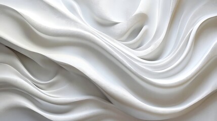Fototapeta premium Sleek White Fabric Waves Creating a Luxurious Abstract Wall Mural Design for Modern Interiors