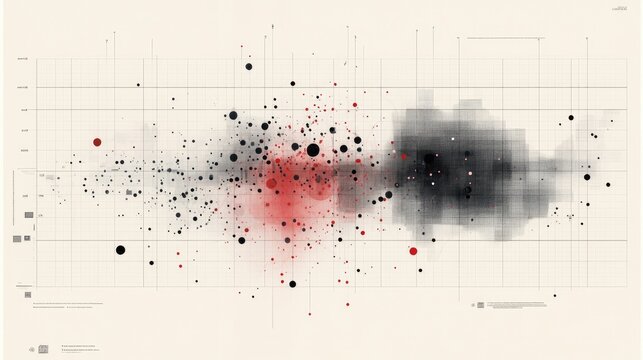 A scatter plot chart analyzing stock correlations, with data points spread across a grid, emphasizing relationships between different stocks.