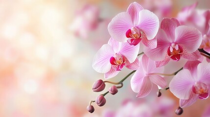 Obraz premium Pink Orchid Floral Bouquet with Soft Blurred Background for Elegant Decor and Nature Inspired Designs