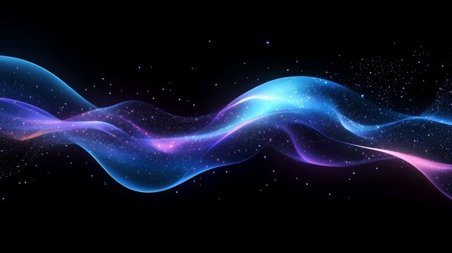 Dynamic Glowing Light Wave on Black Background - made with Generative AI