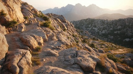 Obraz premium Gorgeous national park sunset. A delightful view with stones illuminated by evening light. Traveling concept. 