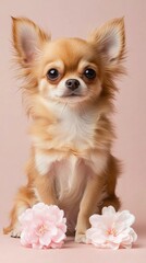 Obraz premium Dog With Flowers Isolated Image