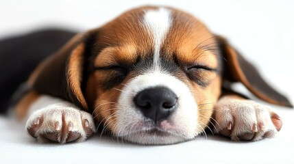 Precious Beagle Puppy Sleeping Peacefully: Adorable Pet Photo