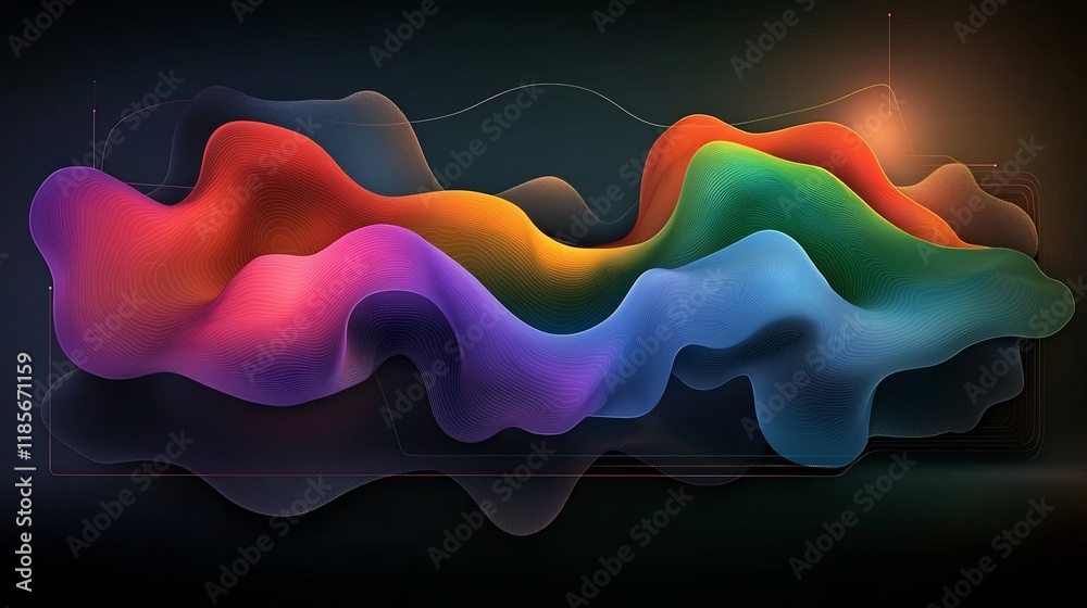 Poster breathtaking topographic data visualization with intricate fluid dynamics mesmerizing color gradient