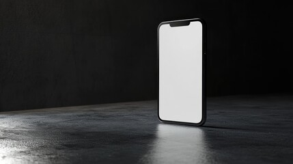 Smartphone mockup on dark surface.