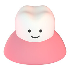 にっこり笑った歯と歯茎のキャラクターの3Dイラスト