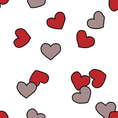 Red and gray heart in white background