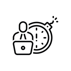 Black line icon for deadline