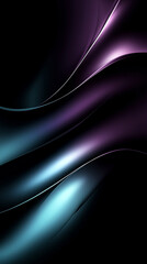 Obraz premium Abstract black wallpaper with dark purple and blue curved lines, minimalist dark background
