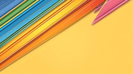 Abstract Colorful Diagonal Stripes on Yellow Background