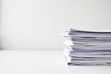 A Stack Of Papers Rests On A White Surface