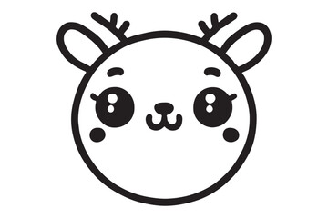 Cute cartoon reindeer face line art