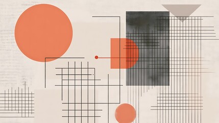 Fototapeta premium Abstract Geometric Composition with Circles and Grids