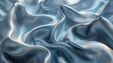 Obraz premium A close-up view of soft, flowing blue satin fabric with gentle folds and reflections.