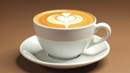 Cappuccino with Latte Art Isolated on Transparent Background. International Coffee Day. National Latte Day. World Barista Championship Day.