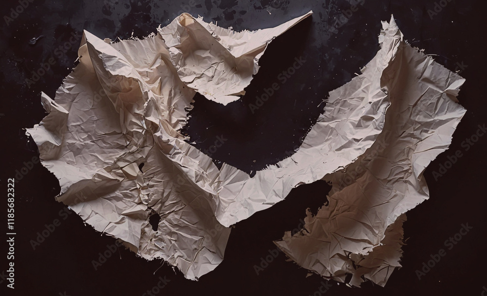 Poster Piece of paper is folded into a shape. It is white and has a hole in the middle